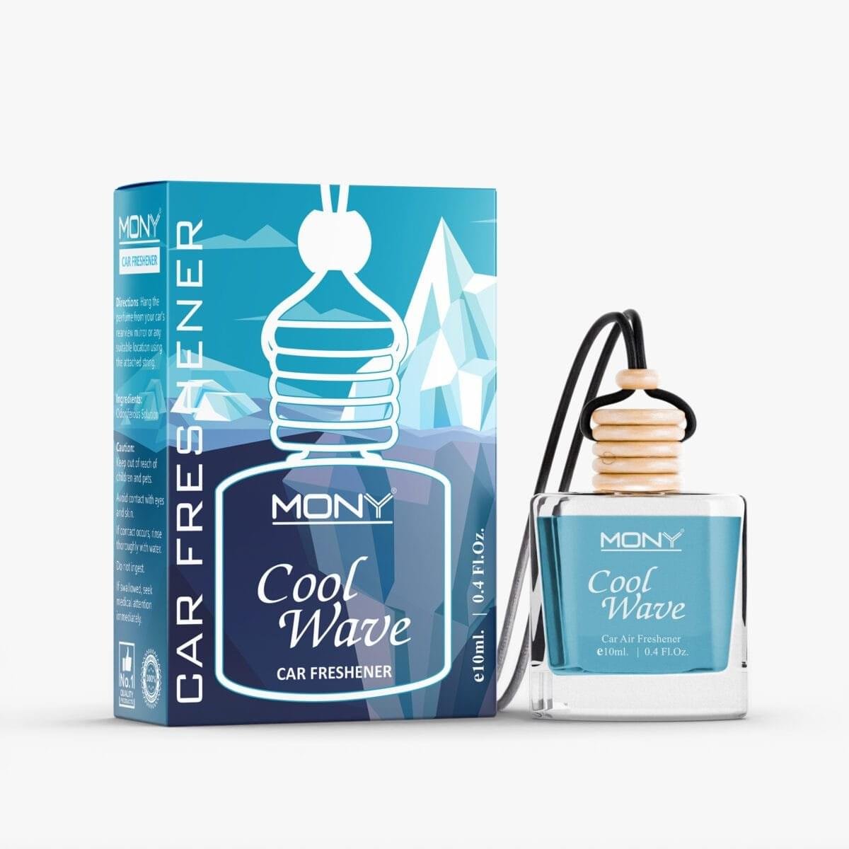 Mony Cool Wave Car Perfume Hanging Pod |10 ML | Natural Essential Fragrance Oils in Glass Bottle with Wooden Diffuser Lid Last Upto 30 Days (Copy)